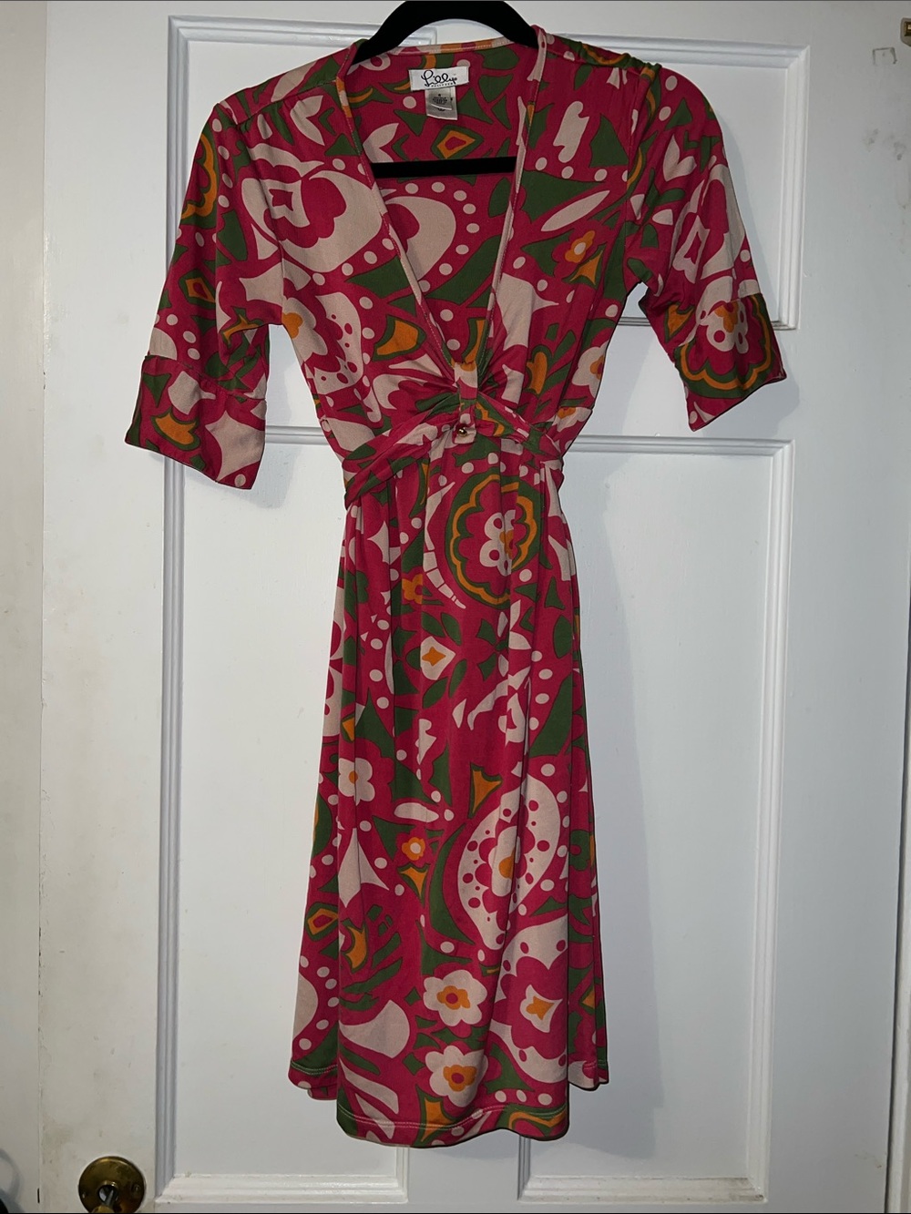 Lilly Pulitzer vintage Fuchsia Floral Tie-Waist Midi Dress